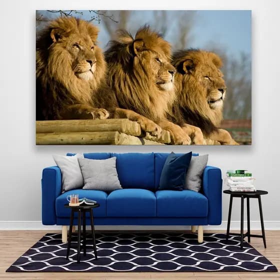 Quadro Decorativo de Leão com Filhotes lindo em Alta Resolução para Sala Quarto Cozinha Escritório ou Hall