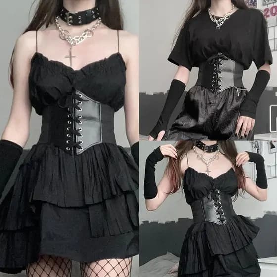 Cinto femenino Corset Gótico Escuro Lace Up Top Colheita Fino Couro Pu Top Harness Bustier Top