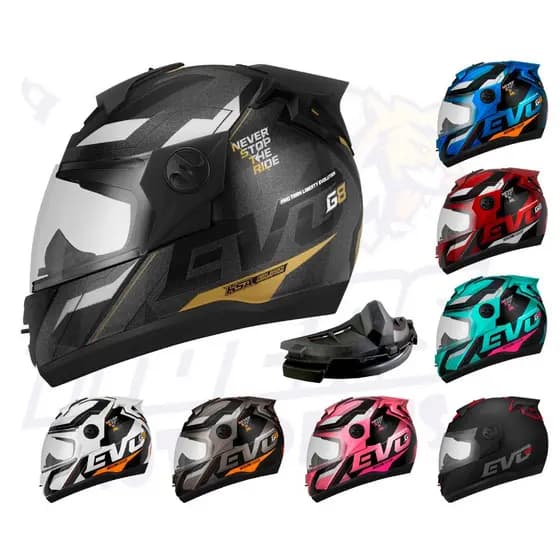 Capacete Para Moto Fechado Barato Evo G8 Varias cores Masculino Feminino Tamanho 56, 58 e 60 62