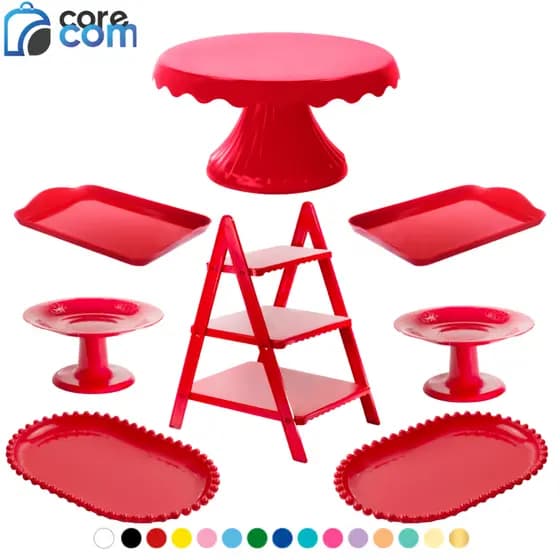 Kit 1 Boleira Cake Renda 19, 1 Escadinha, 2 Mini Cake, 2 Band Perolada, 2 Band 20x13