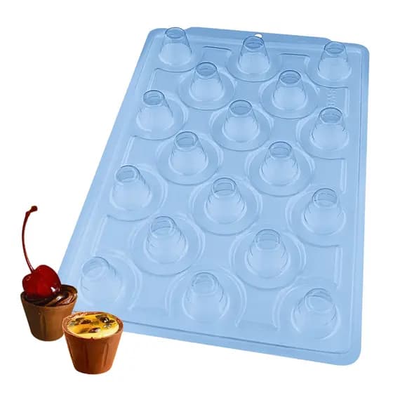 Forma p/ Chocolate Doces Finos Copinho de Licor SP 1273 Cod. 3507 3 partes c/ Silicone Semiprofissional Bwb