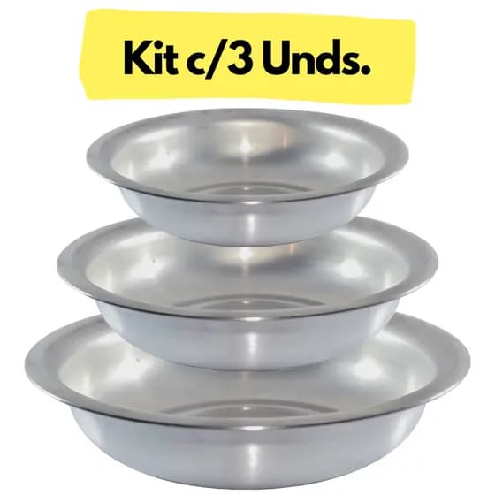 Jogo Bacias Pequenas Em Aluminio Multiuso Cuba - Barbearia - 3 Peças N 9 15 20