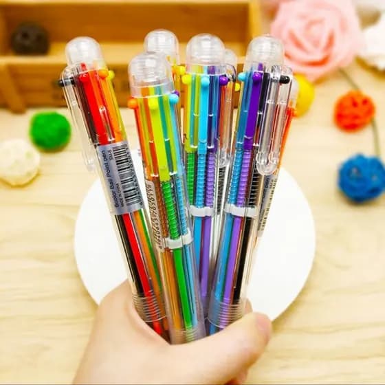 Caneta Esferográfica 6 Cores – Praticidade e Diversão em um Só Produto! 🖊️🌈