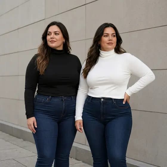 Kit 2 Blusas Cacharrel Feminina Plus Size Gola Alta Segunda Pele Inverno