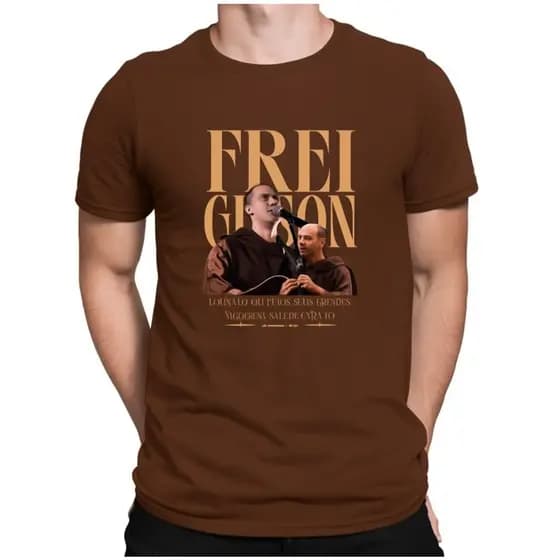 Camiseta Unissex Frei Gilson Católico Fé Famoso Algodão Premium Lançamento Personalizada