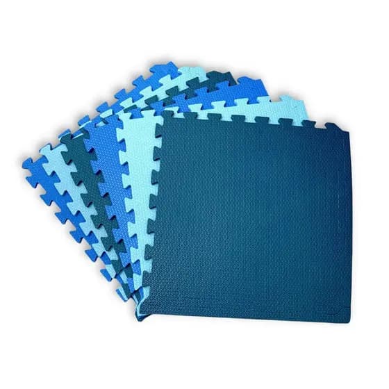 Kit 12 Tapete Eva Tatame Infantil 50x50 10mm tons Azul Linha Premiun Original