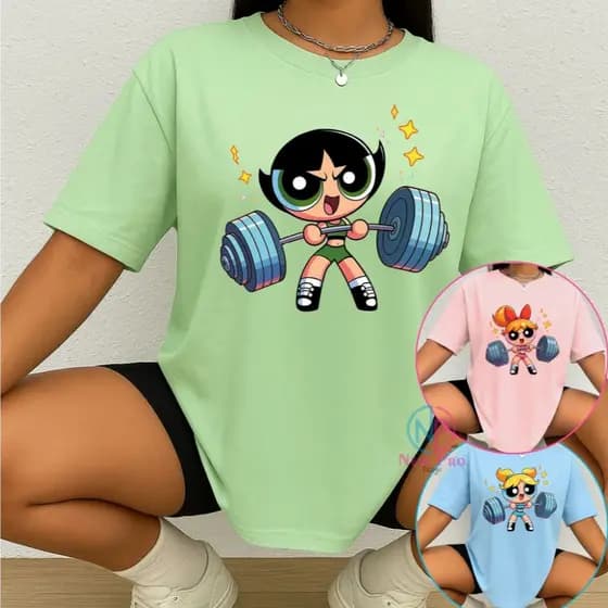 Camiseta Oversized Feminina Docinho – Estilo Super Poderosas para Academia, Treino e Dia a Dia