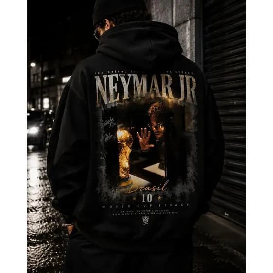 Moletom Neymar Canguru Premium Streetwear Estampa 10 Assinatura Flanelado Lançamento