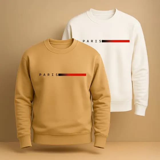 Kit 2 Blusa Moletom Paris Gola Redonda Blusa De Frio Algodão Casaco Feminino Masculino