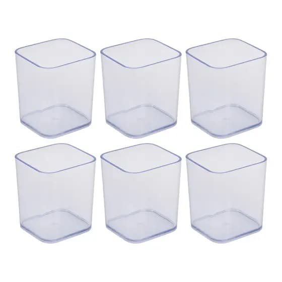 Kit 6 Porta objetos caneta multiuso acrílico Cristal transparente