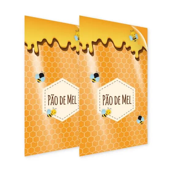 Saco poli decorado pão de mel 11x19,5cm Cromus com 100 unidades