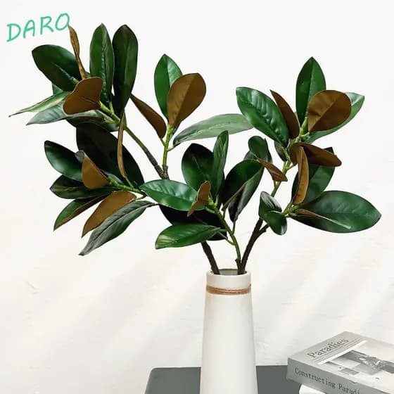DARO Simulado Ramo De Árvore De Magnólia , Folhas De Borracha Grande Planta Artificial , Plantas Artificiais Artesanais