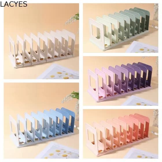 LACYES Suportes Para Livros Removíveis , Suporte De Mesa Com Divisórias Antiderrapantes , Estante De Armazenamento De Ar