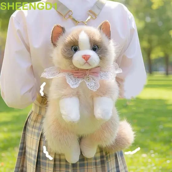 SHEENGD1 Mochila Simulada Para Gato Fantoche , Bolsas Escolares Fofas E Super Realistas Gatos De Pelúcia , Bichos