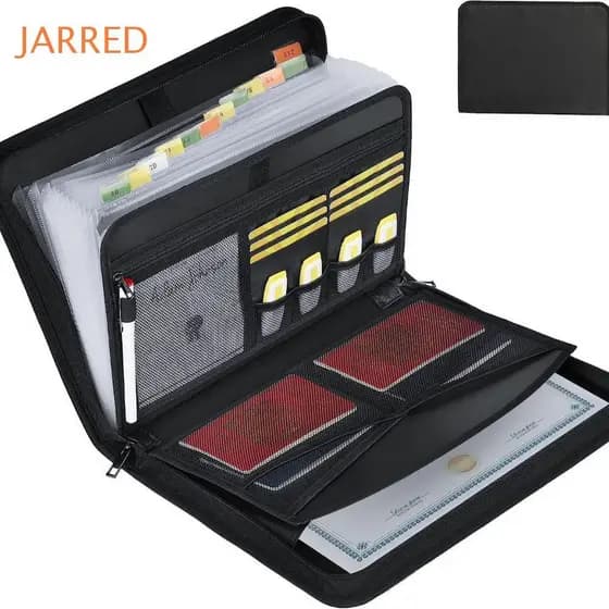 Organizador De Arquivo Acordeão JARRED , Pasta Expansível À Prova D'água Com Vários Bolsos Arquivos A4 De Fogo