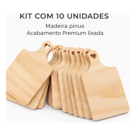 Kit 10 Mini Tábuas Pinus 16x9cm Crua Para Artesanato Pintura