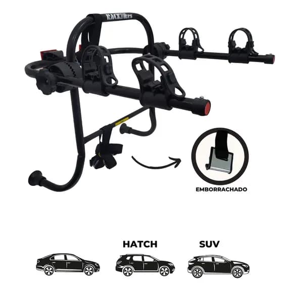 07 - Suporte para bike Transbike para 2 bicicletas SAPATINHA Preto tira Preta Sedan Hatch