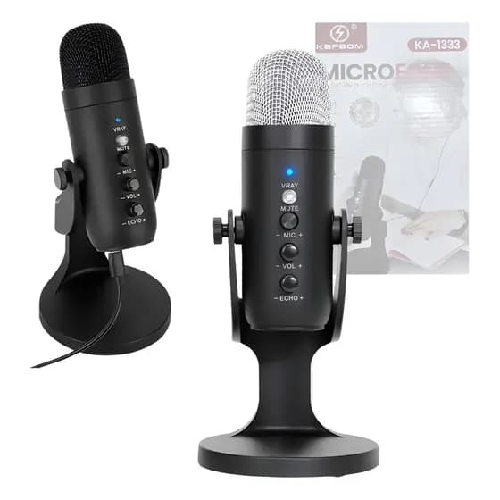 Microfone USB de Mesa Kapbom KA‑1333 Gamer Stream Podcast Rotação 360°