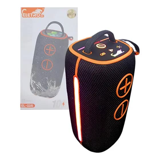 Caixa de Som Bluetooth Portátil 100W com LED | IPX6 à Prova d’Água | USB TF FM TWS | Alça Ajustável