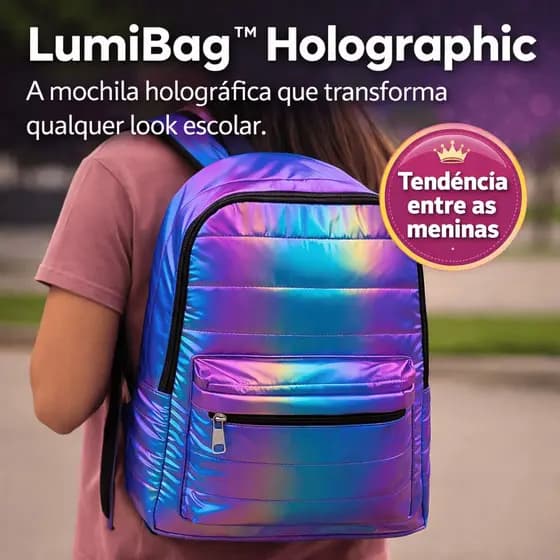 LumiBag™ Holographic – A Mochila Holográfica que Toda Menina Quer Ter