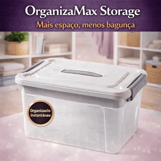 Cesto Multiuso Organizador Plastico Tampa Capacidade 20 Litros Resistente Versatil Branco Casa Cozinha