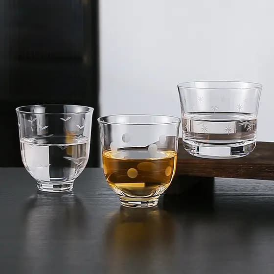 Copo de café retrô gravado à mão, estilo japonês, copo de café, barra de vidro de cristal fino, copo de mistura dedicado