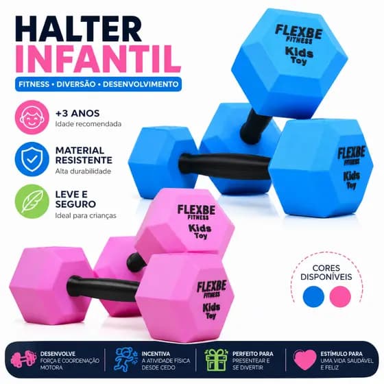 Par Halter Infantil Fitness Criança Brinquedo Academia Educativo