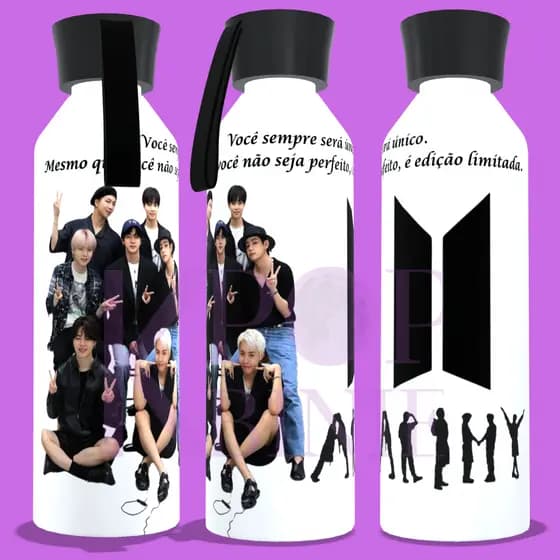 Garrafa Squeeze Tumblr Sport BTS ARMY Kpop - Garrafa personalizada 750ml academia