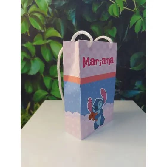 Sacolinha Personalizada stitch Pegue e Monte para guloseimas e lembrancinhas