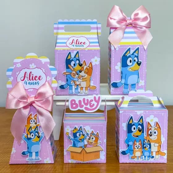 Kit Caixinha PEGUE E MONTE Bluey MENINA Personalizado Com Nome e Idade Festa Infantil Lembrancinha