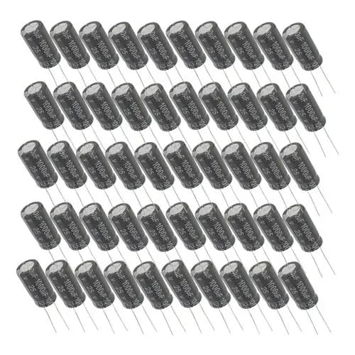 50 Peças Capacitor Eletrolítico 1000uf 25v 1000 X 25 105ºc