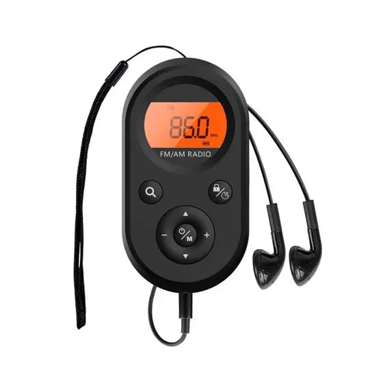 Mini FM/AM Rádio Portátil De Bolso 9K/10K Projeto Receptor De Com Display LCD Backlight Cordão 76-108 Mhz Recarregável