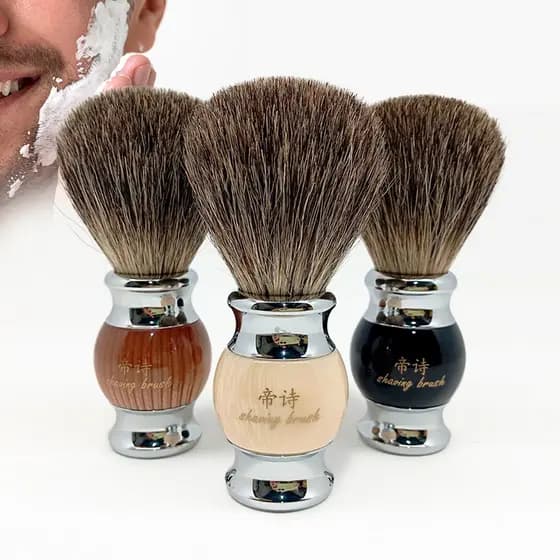 Pincel Para Barbear De Pelo De Texugo Escova Barba Inox Luxo