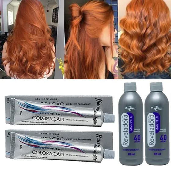 Kit Ruivo Intenso 02 Tinta 8.44 e 02 OX 40 90ml Mairibel