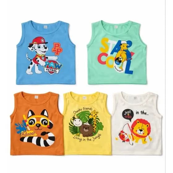 kit com 3 camisetas regatas, meninos de 2, 4, 6 e 8 anos, cores e estampas variadas, 100%algodao.