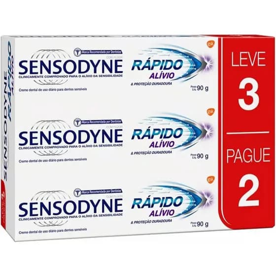 Creme Dental Sensodyne Leve 3 Unidades e Pague 2, 90g Cada