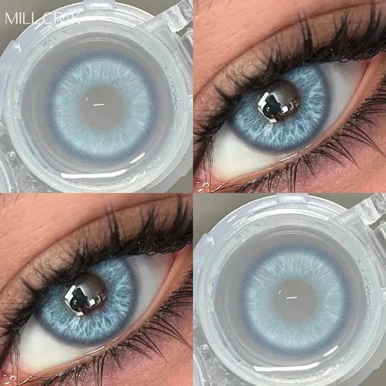 Lentes De Contato Pretas Naturais Mill Creek 14.2 Mm Hidrogel Confortável Diário WT40 % Anuais 2 Unidades