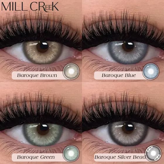Lentes De Contato Naturais Mill Creek Azul Verde 14.2 Mm Confortável De Usar 6-12 Meses De Uso 2 Unidades