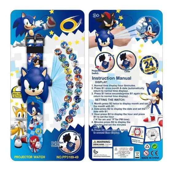 Sonic Brinquedos Relógio Para Crianças Meninos Meninas Projetor Digital 24 Imagens Brinquedo Sônico Criança Menino Menin