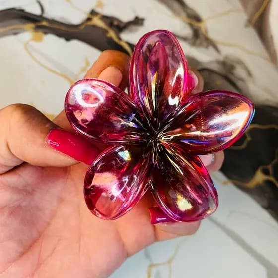 piranha de cabelo flor grande |Piranha de Cabelo Flor Clip Grande para Coque e Praia | flower hair | Camaleão Premium