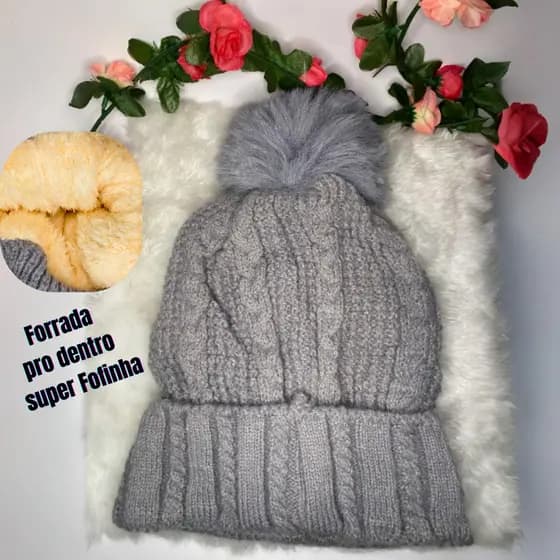 Touca Feminina De Inverno Gorro De Trança Confortável De Lã Ideal Para Temperaturas mais Baixas forrada