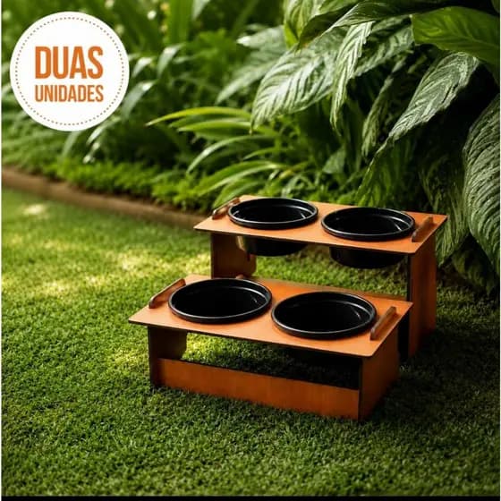 Tigela Comedouro Bebedouro Elevado Kit 2 Unidades Mdf Suspenso Pets Gato Cachorro Para Raçao e Agua
