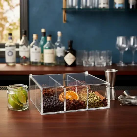 Gin Box Caixa Acrilico Para Condimentos E Especiarias De Mesa