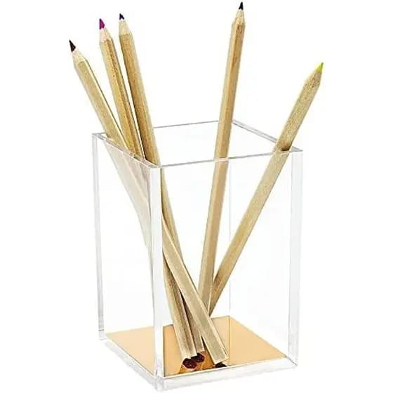 Organizador De Pincel E Caneta Acrilico Espelhado Premium De Mesa