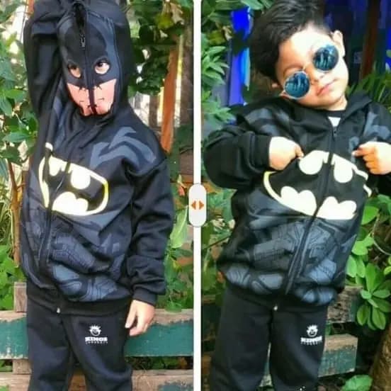 Blusa de frio Batman / casaco infantil com capuz-máscara diversos personagens Heróis