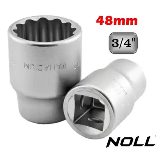 Soquete pito 48mm x 3/4" estriado Cromo Vanádio - NOLL