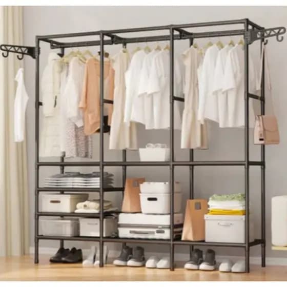Guarda Roupa Portatil Arara Multifuncional Desmontavel Arara De Roupa Cabideiro Chão