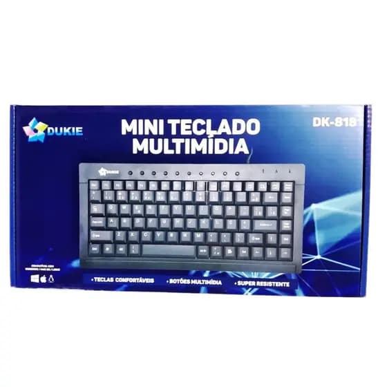 Mini Teclado Multimídia Pequeno Usb Com Fio DK-818 sem teclado numerico