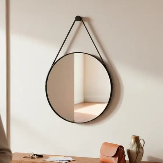 Espelho Redondo Decorativo 30cm Com Alça Espelho Banheiro Quarto Sala