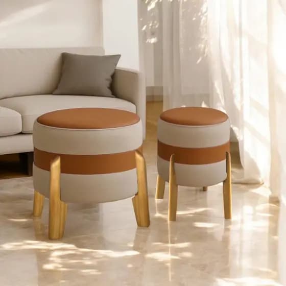 Puff Pai e Filho Kit com 2unidades com Pés de Madeira - Puff- Decoração - Envio Imediato